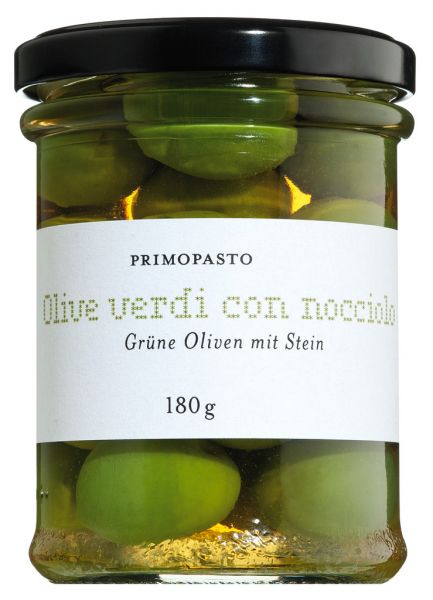 Olive verdi con nocciolo, grüne Oliven mit Stein